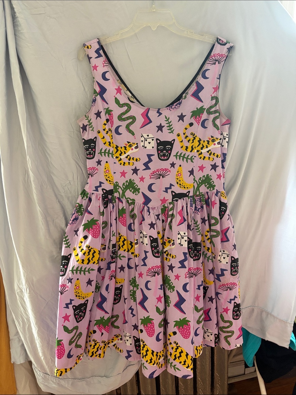 Nooworks Lavender Mini Dress with pockets!! Hastings print - Picture 3 of 3